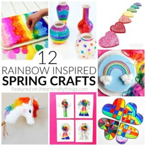 12 rainbow spring crafts perfect for spring kid crafts ideas or for crafting any time of the year. Fun rainbow crafts for kids.