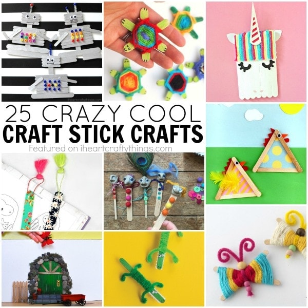25 Crazy cool craft stick crafts for kids that they will love. Popsicle stick crafts, mini craft stick crafts, jumbo craft stick crafts and fun kids crafts.