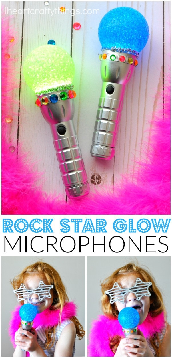 glowing rock star microphone craft pin