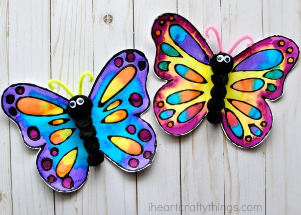 black glue watercolor butterfly craft 5