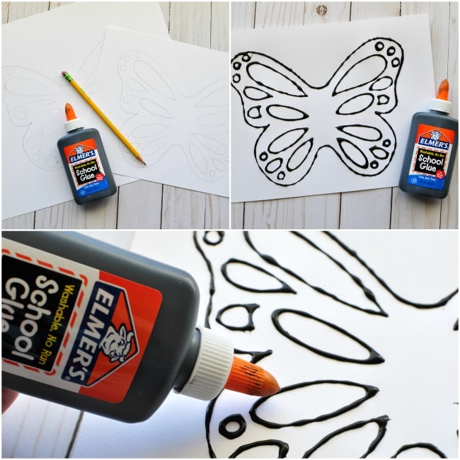 black glue watercolor butterfly craft 7