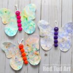 Kids will love creating this bubble blowing art butterfly craft. Fun bubble blowing process art activity for kids and spring kids craft.