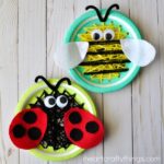 Darling paper plate insect sewing craft for kids that makes a great spring kids craft, sewing crafts for kids and insect craft for kids.
