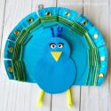 Yarn Weaved Paper Plate Peacock Craft - I Heart Crafty Things