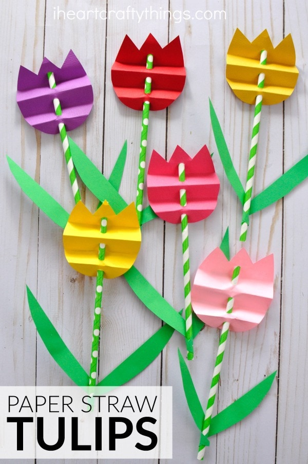 Pretty Paper Straw Tulip Craft - I Heart Crafty Things