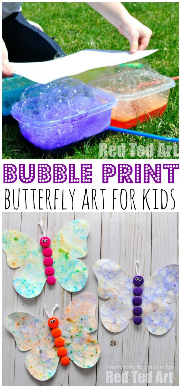 bubble print butterfly art for kids