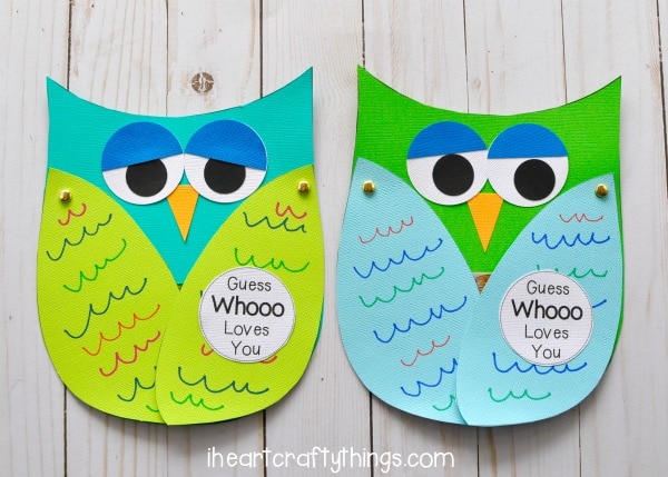 fathers day kids craft owl card 2