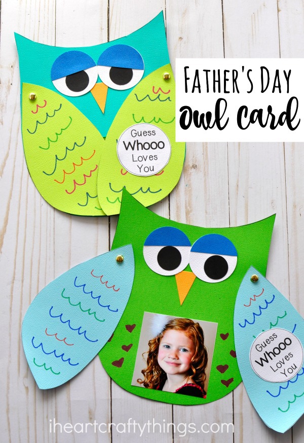 fathers day kids craft owl card 3