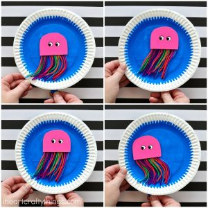 Paper Plate Swimming Jellyfish Craft - I Heart Crafty Things