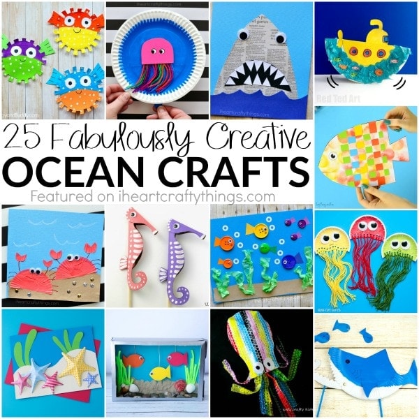 These 25 Fabulously Creative Ocean Crafts are perfect for summer kids crafts, ocean kid crafts, fun kids crafts and ocean crafts for kids.