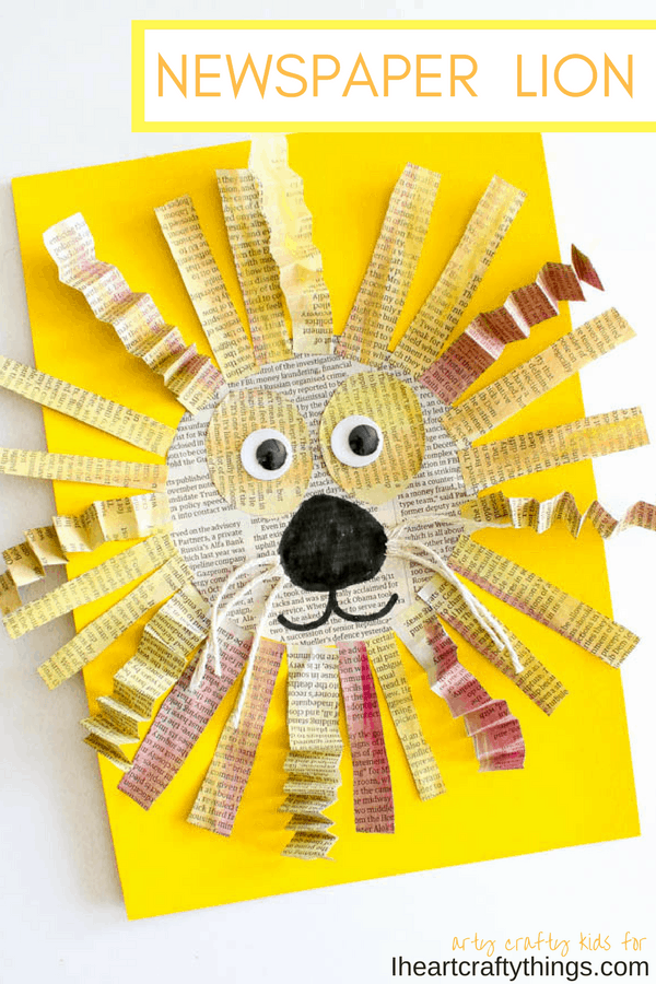 Lion newspaper craft, with only recycled materials! - Ocean Child