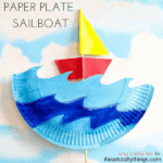 This interactive paper plate sailboat craft for kids is perfect for a summer kids craft, ocean craft for kids and fun paper plate kids craft.