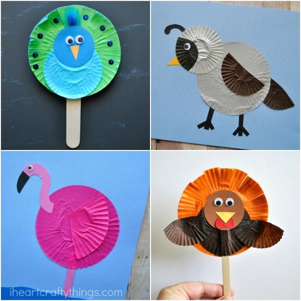 cupcake liner bird crafts 3