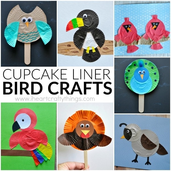 10 awesome cupcake liner bird crafts for kids. Fun cupcake liner crafts for kids, summer kids crafts, preschool bird craft and fun kids crafts.