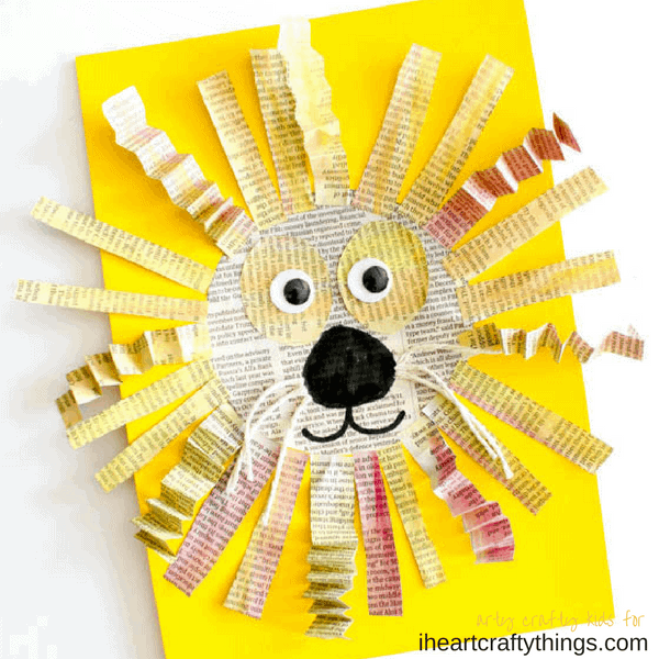 Awesome Newspaper Lion Craft - I Heart Crafty Things