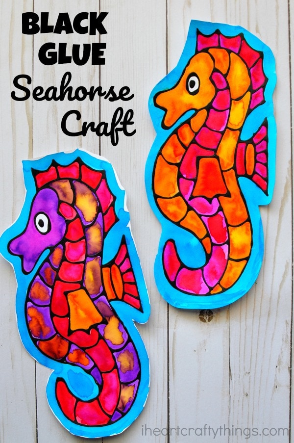 Stunning Seahorse Black Glue Craft - I Heart Crafty Things