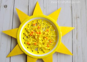 Paper Plate Sun Summer Sewing Craft - I Heart Crafty Things