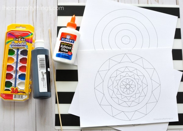 Black Glue Mandala Art Project - I Heart Crafty Things