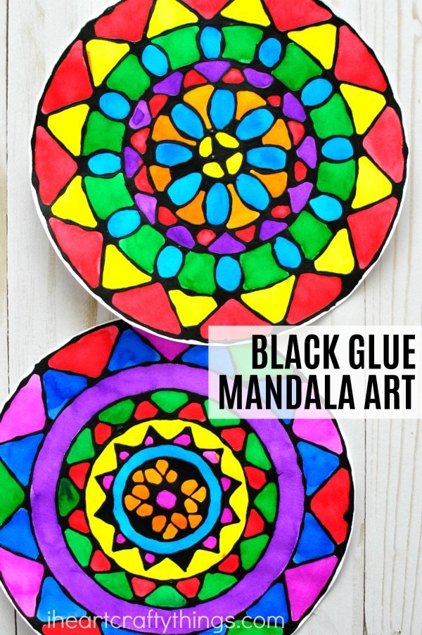 black glue mandala art project