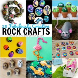 Here are 25 creative rock crafts for kids. Great summer kids crafts, rock hunting crafts, nature crafts and summer activities for kids.