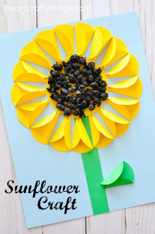 Folded Paper Sunflower Craft - I Heart Crafty Things