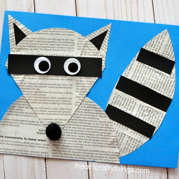 newspaper raccoon craft