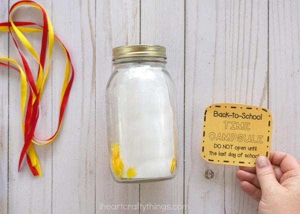 This DIY back-to-school time capsule is a fun way to preserve first day of school memories. Fun back-to-school activities for kids.