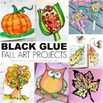 Check out these gorgeous black glue fall art projects kids will love creating. Black glue art, fall crafts for kids, autumn crafts and process art for kids.