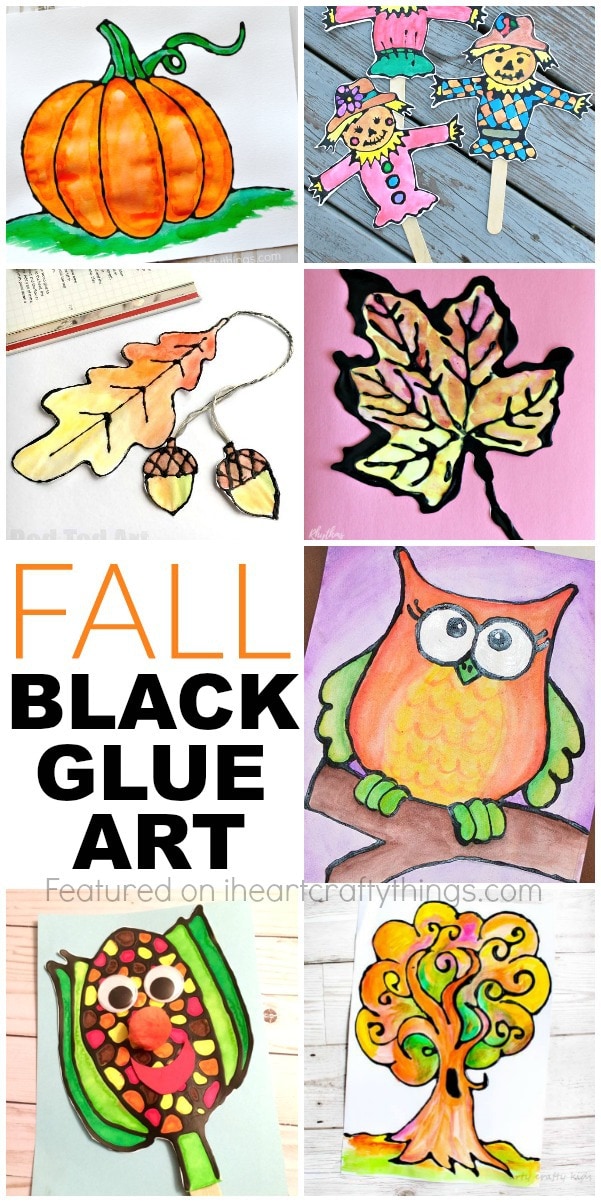 Autumn Leaves Craft – Black Glue Resist – Wee Folk Art