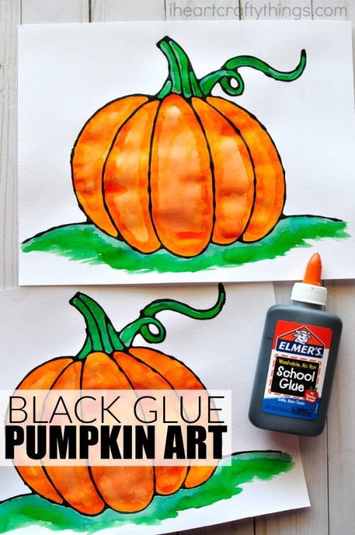 Black Glue Pumpkin Art Project - I Heart Crafty Things