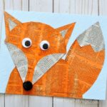 Newspaper fox craft for kids, fun woodland animal crafts, newspaper crafts, crafting with recyclable materials and fall animal crafts for kids.