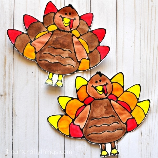 Beautiful black glue turkey art project for kids, black glue art project, turkey craft, Thanksgiving arts and crafts and turkey art projects for kids.