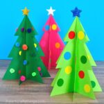 Simple and colorful paper 3D Christmas Tree Craft for kids. Fun Christmas craft for kids, paper Christmas tree craft and Christmas activities for kids.