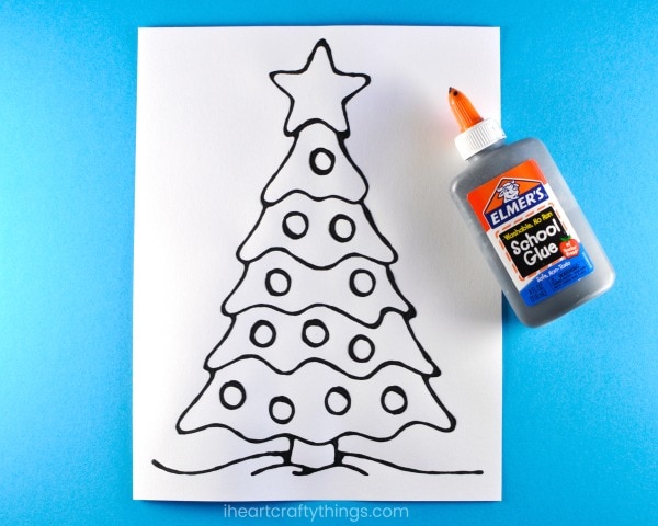 black glue christmas tree art project