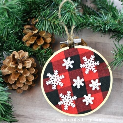 Simple Buffalo Plaid Christmas Ornaments - I Heart Crafty Things