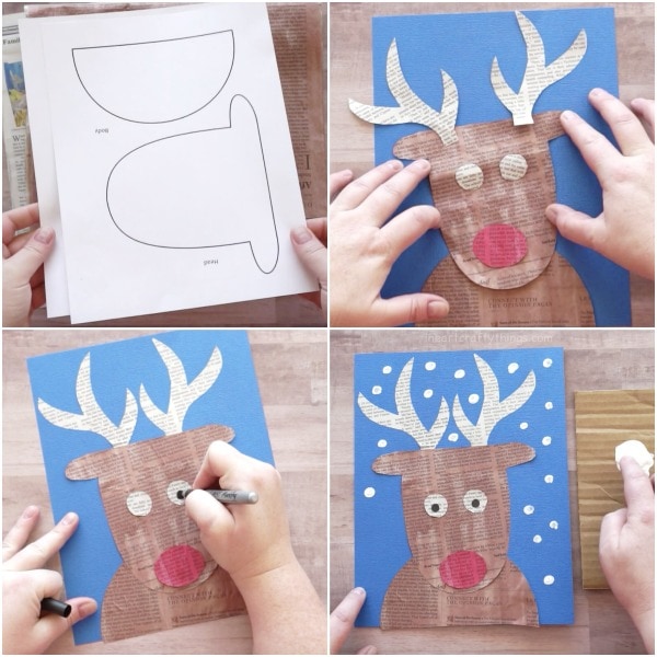 newspaper reindeer craft 5