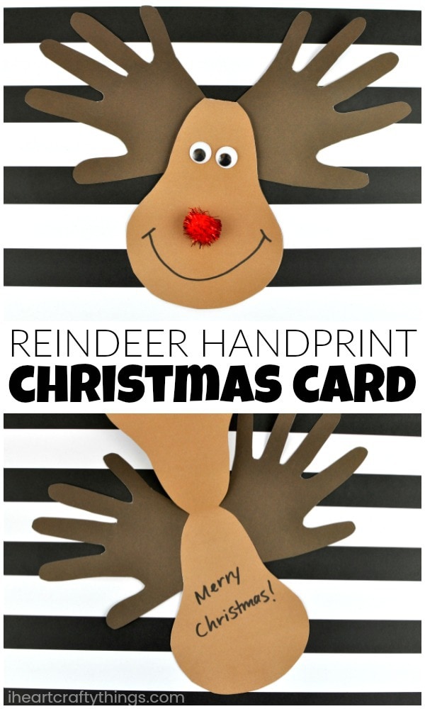 reindeer handprint christmas card pin