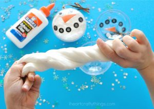 Simple Glittery Snow Slime Recipe - I Heart Crafty Things