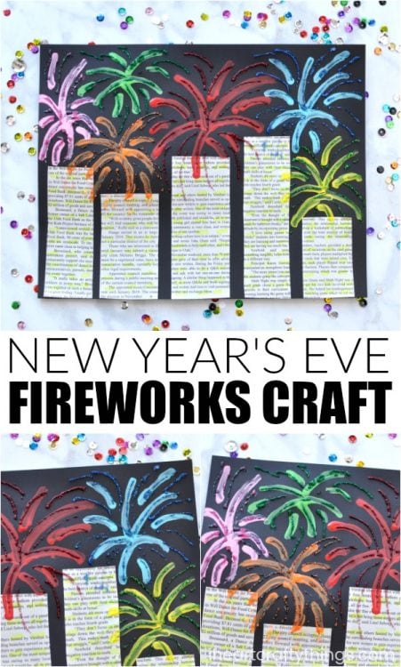 Mixed Media New Year's Eve Fireworks Craft - I Heart Crafty Things