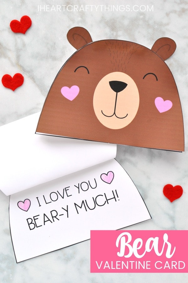 Adorable Bear Valentine Card For Kids Easy Cut And Assemble Valentine