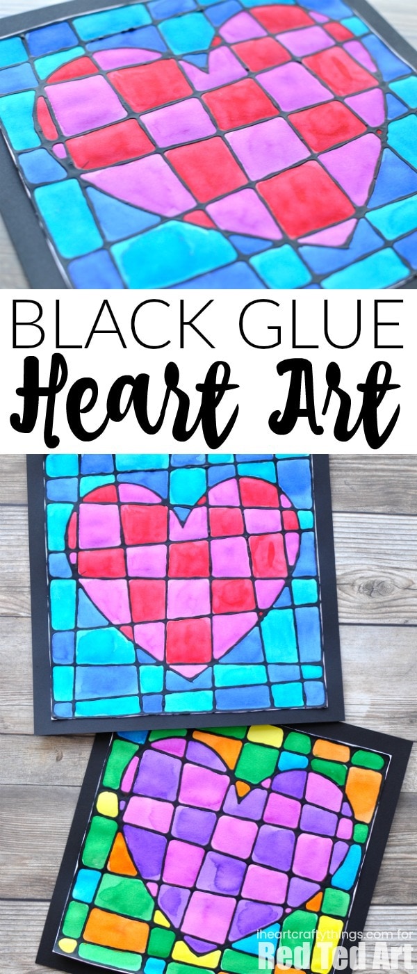 black glue heart art project 12