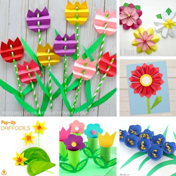 3D Paper Flower Bouquet Printable Craft Template for Kids