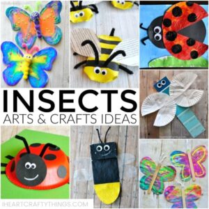 Here are over 25 amazing insects arts and crafts ideas kids of all ages will enjoy. Looking for fun spring kid craft ideas? Check out these creative butterfly crafts, bee crafts, ladybug crafts, dragonfly crafts and lightning bug crafts.