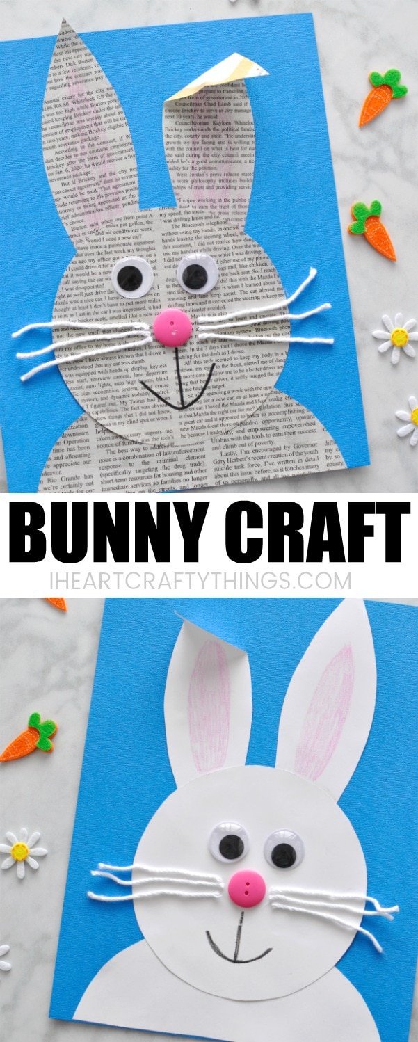 paper bunny craft pin