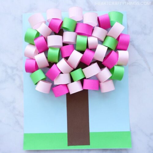 How To Make A 3D Spring Paper Tree Craft - I Heart Crafty Things