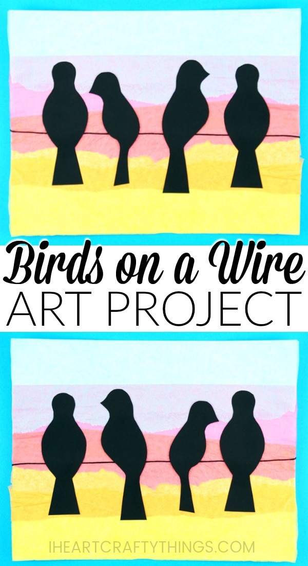 birds on a wire art project pin