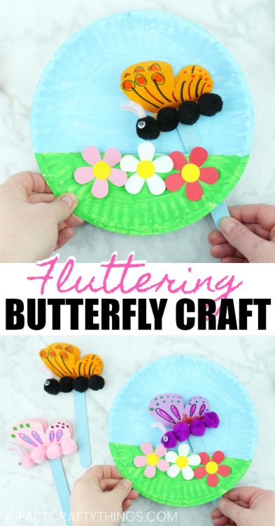 Paper Plate Fluttering Butterfly Craft - I Heart Crafty Things