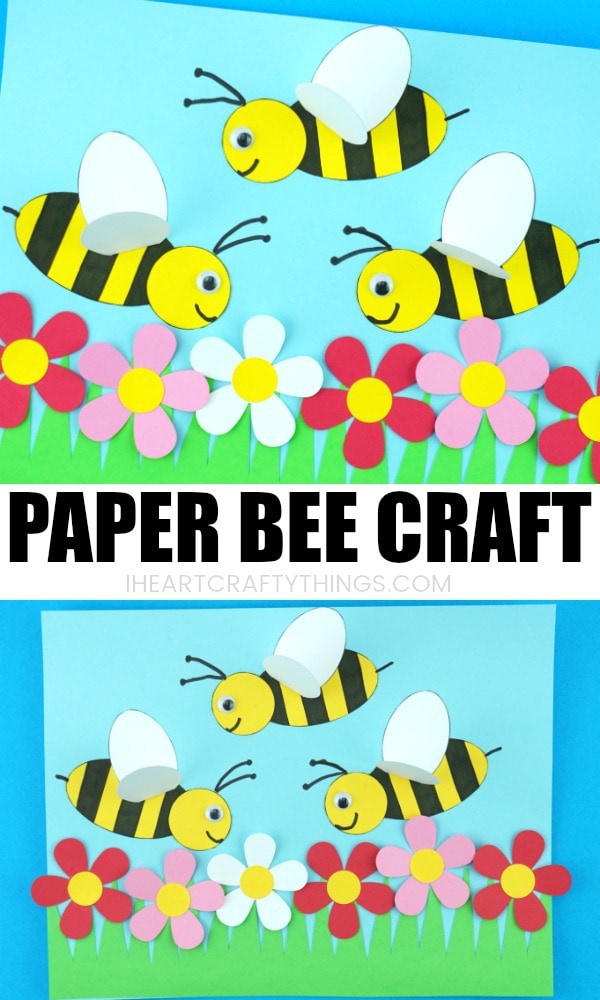 paper bee craft pin