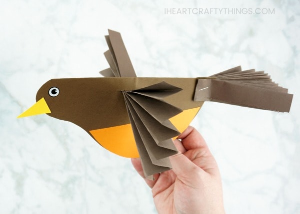 This colorful accordion fold paper bird craft is a perfect compliment to enjoying some bird watching in your neighborhood this spring and learning about birds. After making their own colorful bird craft, kids will enjoy flying them around all afternoon.