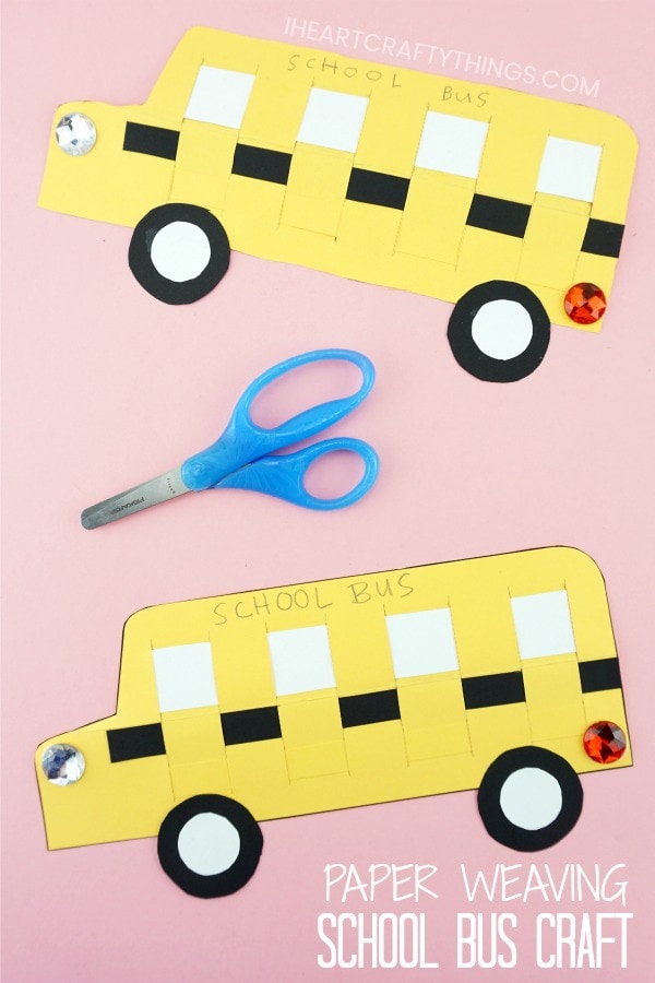 paper weaving school bus craft 2